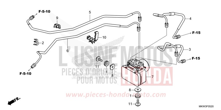 MODULATEUR ABS/TUYAU DE FREIN de NC750X DCT GRAND PRIX RED (R380) 2021